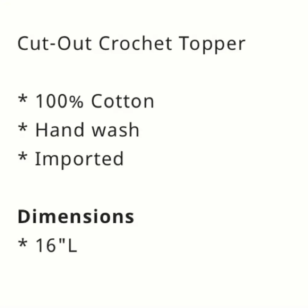 Anthropologie crocheted cut out topper